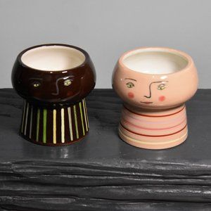 2 people planters, succulent, houseplant, desktop planters, drainage hole w/plug